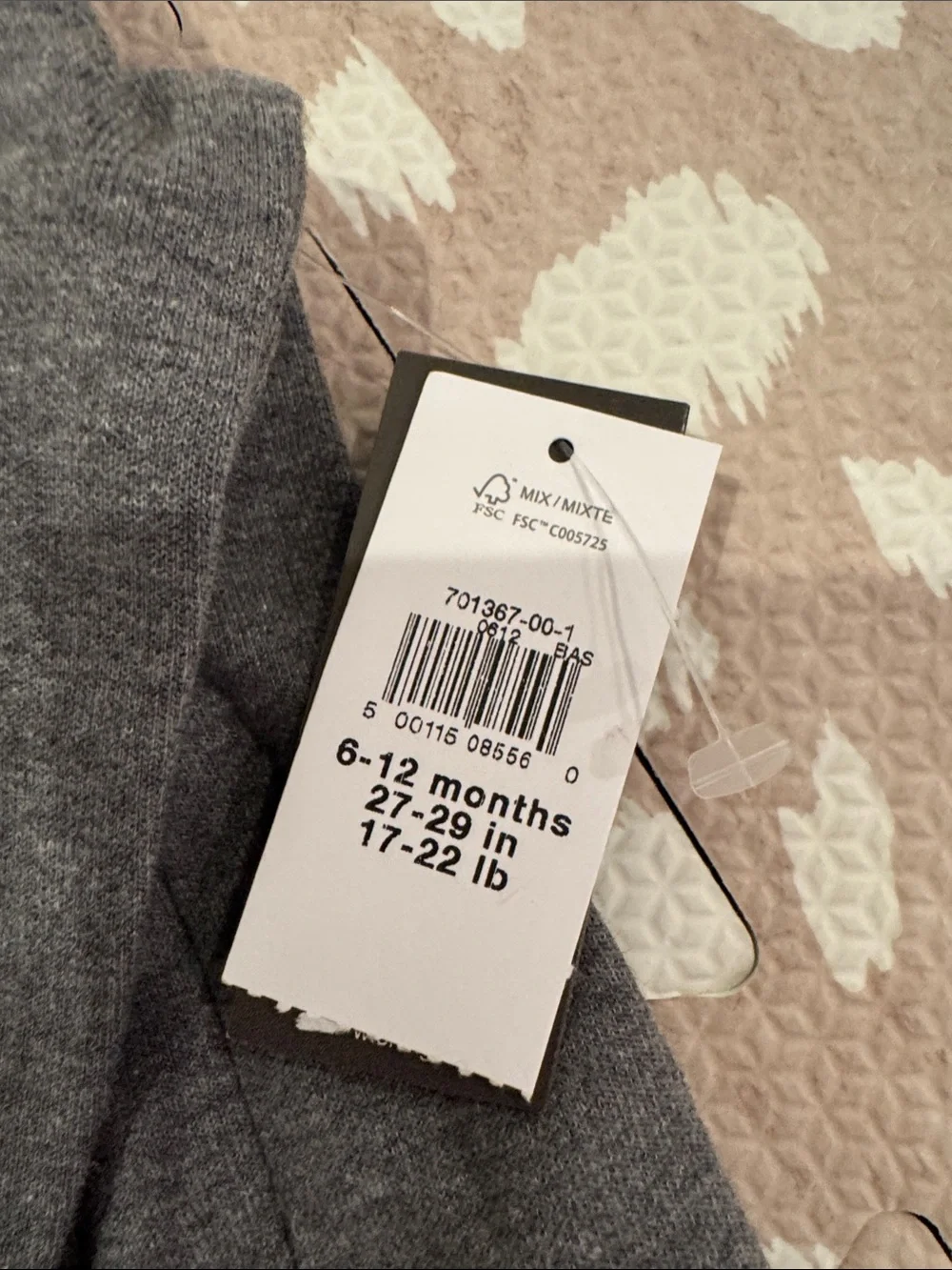 BabyGap GapFit Baby Zip Hoodie 6-12M Gray Black NWT